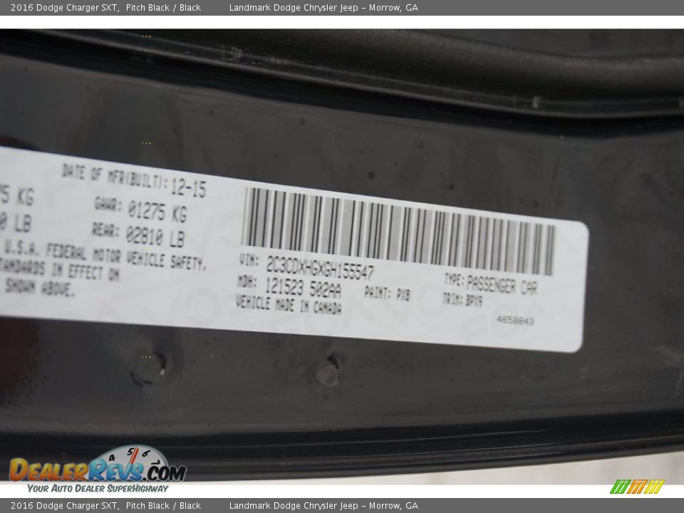 2016 Dodge Charger SXT Pitch Black / Black Photo #10