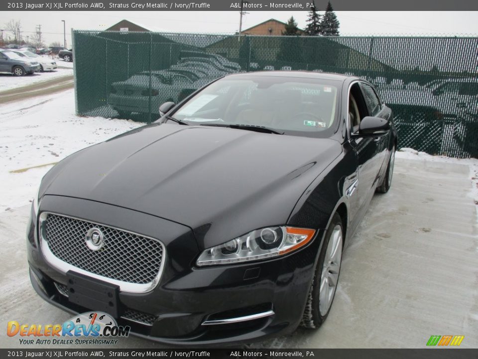 2013 Jaguar XJ XJL Portfolio AWD Stratus Grey Metallic / Ivory/Truffle Photo #8