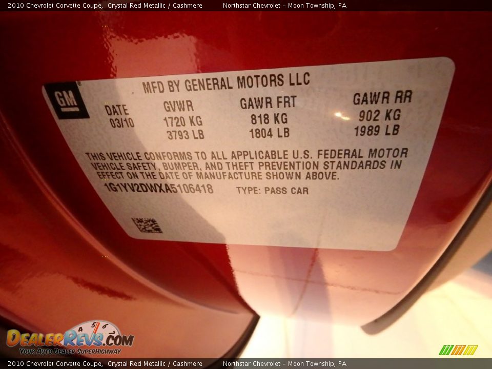 2010 Chevrolet Corvette Coupe Crystal Red Metallic / Cashmere Photo #29