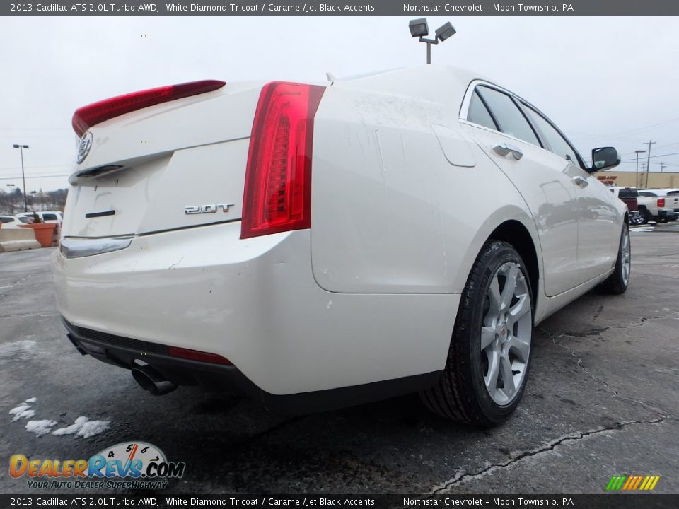 2013 Cadillac ATS 2.0L Turbo AWD White Diamond Tricoat / Caramel/Jet Black Accents Photo #9