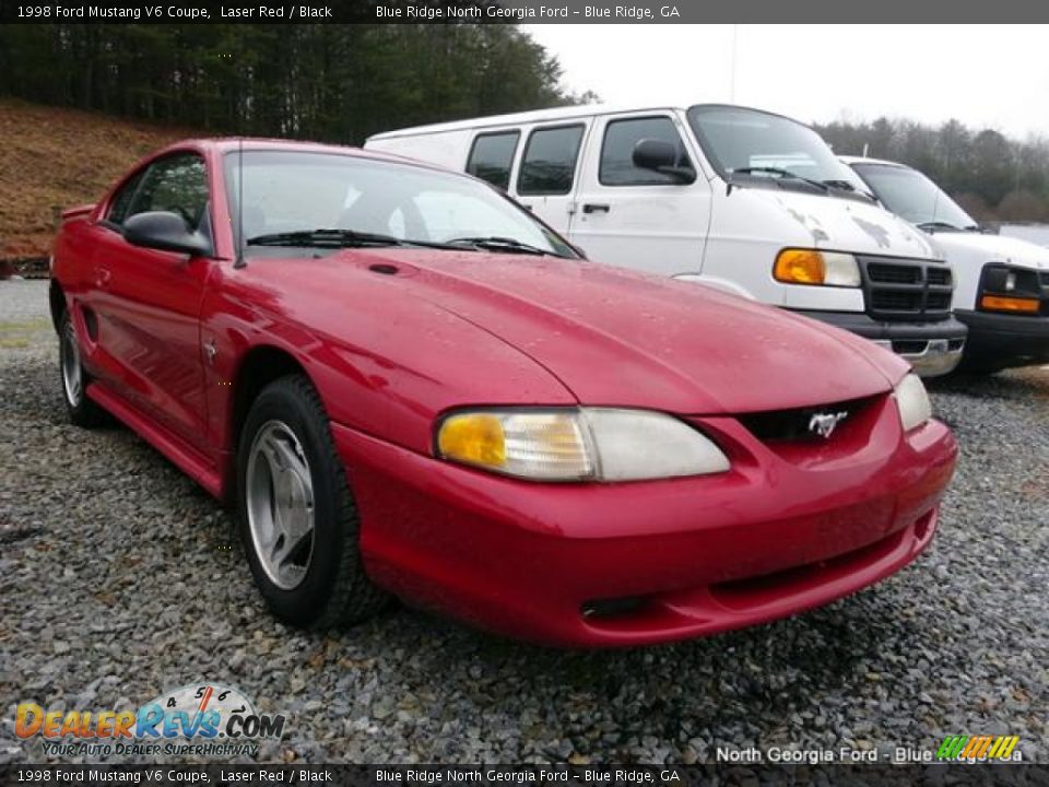 1998 Ford Mustang V6 Coupe Laser Red / Black Photo #2