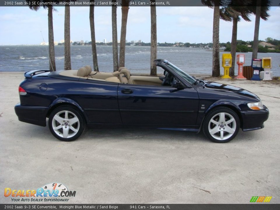 2002 Saab 9-3 SE Convertible Midnight Blue Metallic / Sand Beige Photo #8