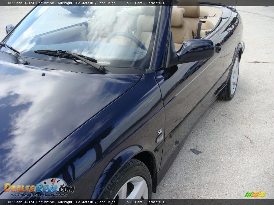 2002 Saab 9-3 SE Convertible Midnight Blue Metallic / Sand Beige Photo #10