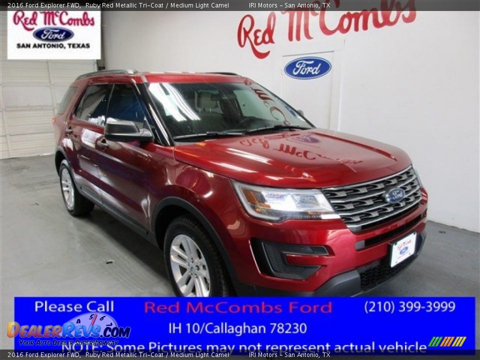 2016 Ford Explorer FWD Ruby Red Metallic Tri-Coat / Medium Light Camel Photo #1