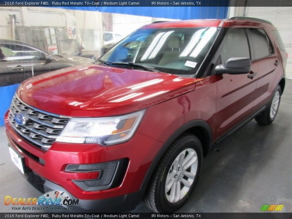 2016 Ford Explorer FWD Ruby Red Metallic Tri-Coat / Medium Light Camel Photo #3
