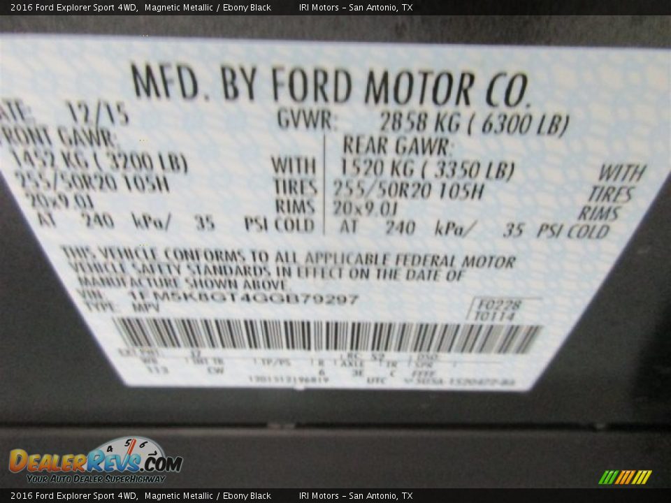 2016 Ford Explorer Sport 4WD Magnetic Metallic / Ebony Black Photo #20