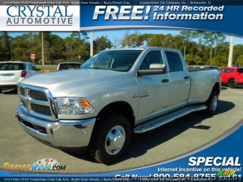 2014 Ram 3500 Tradesman Crew Cab 4x4 Bright Silver Metallic / Black/Diesel Gray Photo #1