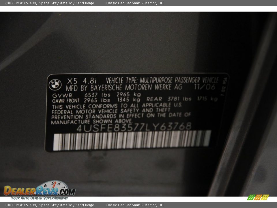 2007 BMW X5 4.8i Space Grey Metallic / Sand Beige Photo #22