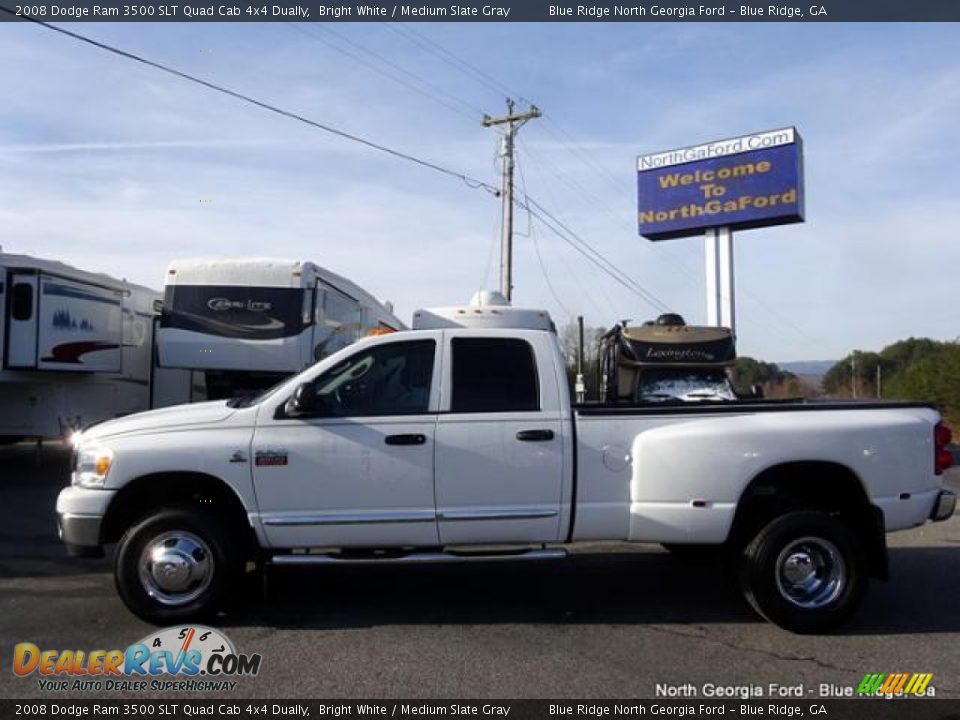 2008 Dodge Ram 3500 SLT Quad Cab 4x4 Dually Bright White / Medium Slate Gray Photo #2