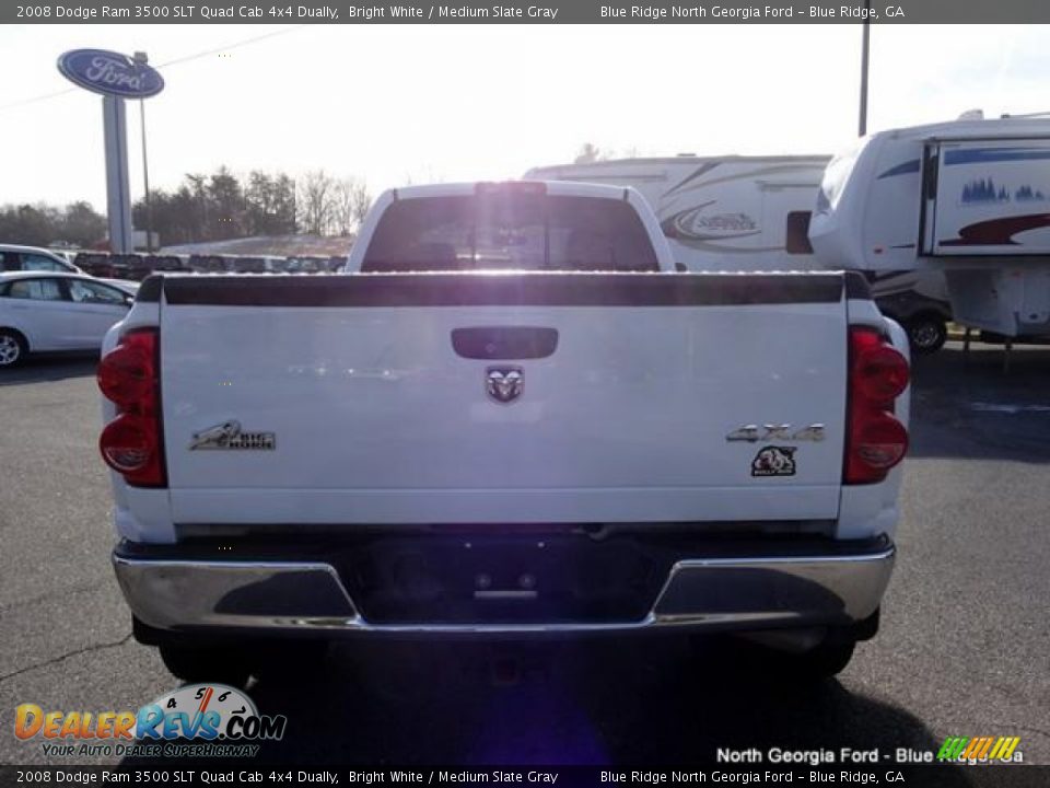 2008 Dodge Ram 3500 SLT Quad Cab 4x4 Dually Bright White / Medium Slate Gray Photo #4