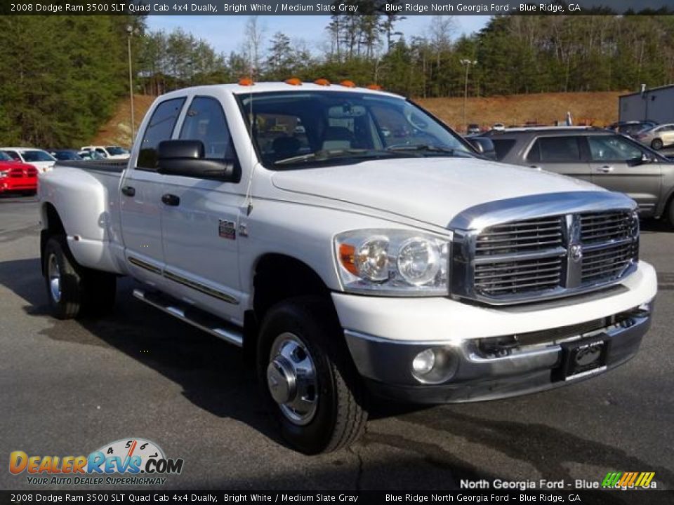 2008 Dodge Ram 3500 SLT Quad Cab 4x4 Dually Bright White / Medium Slate Gray Photo #7