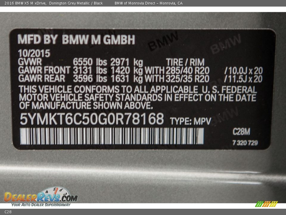 BMW Color Code C28 Donington Grey Metallic