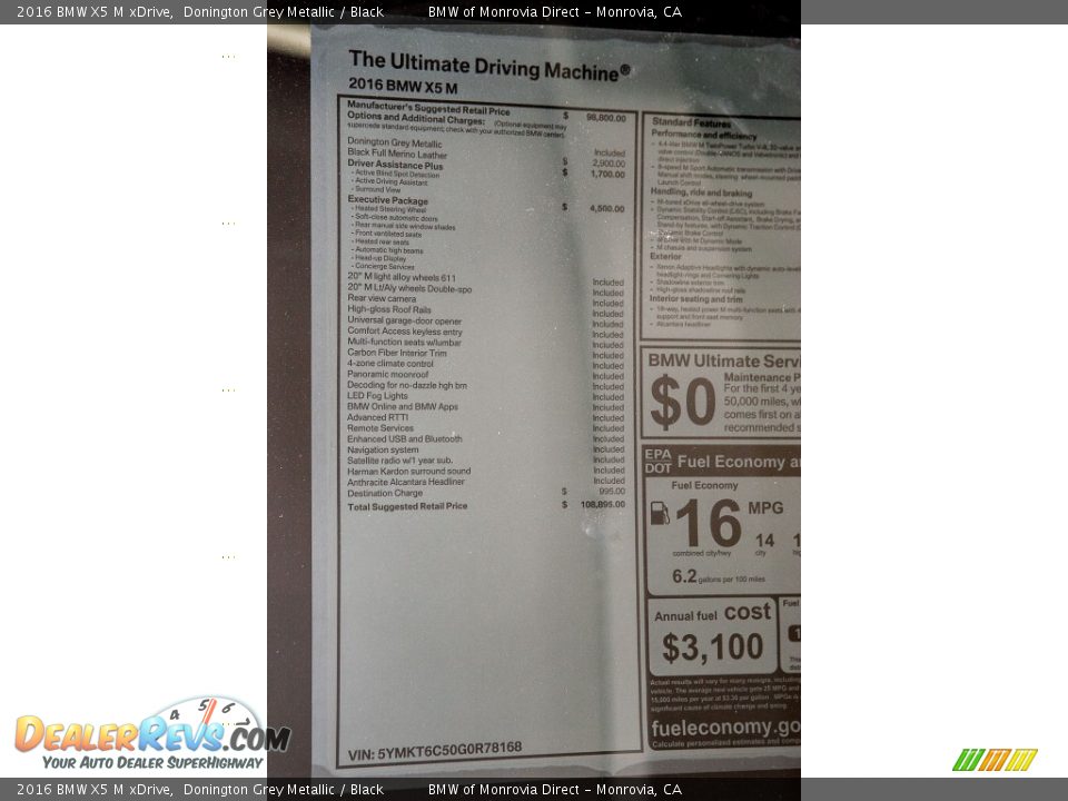 2016 BMW X5 M xDrive Window Sticker Photo #11