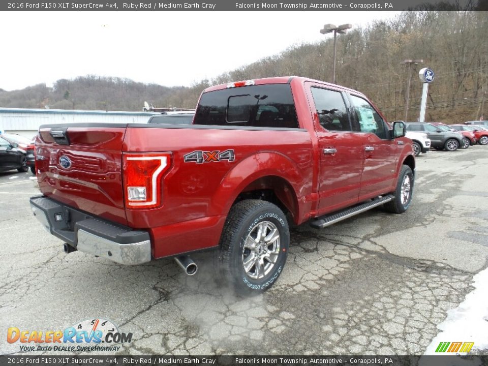 2016 Ford F150 XLT SuperCrew 4x4 Ruby Red / Medium Earth Gray Photo #4