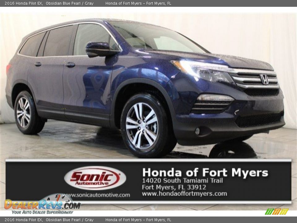 2016 Honda Pilot EX Obsidian Blue Pearl / Gray Photo #1