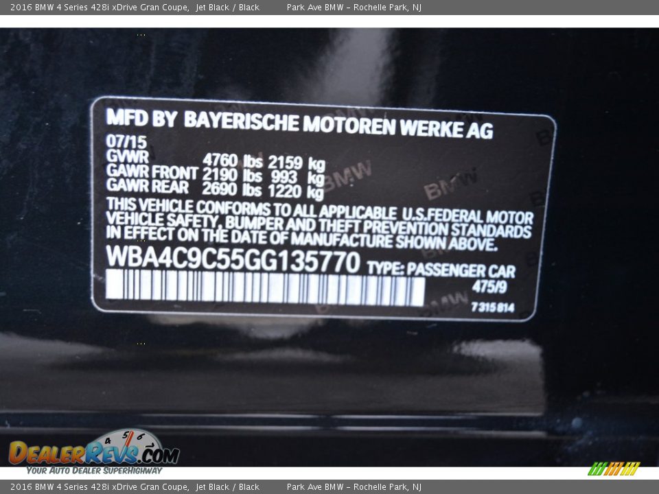 2016 BMW 4 Series 428i xDrive Gran Coupe Jet Black / Black Photo #33