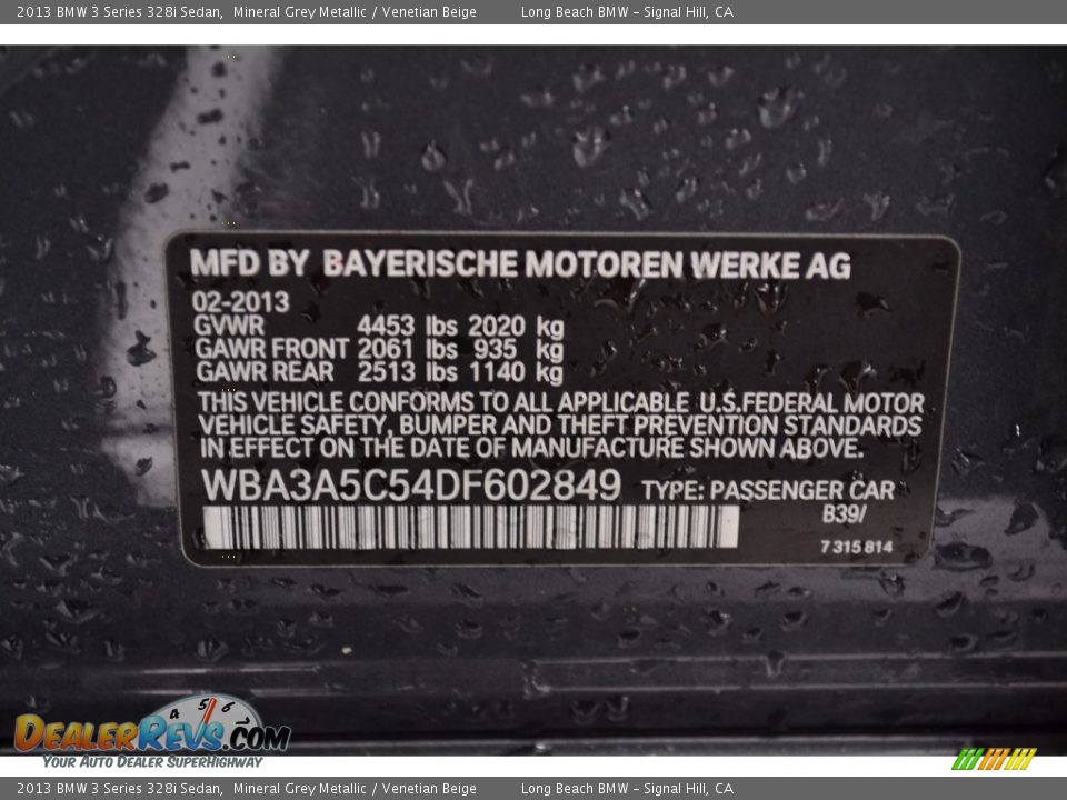 2013 BMW 3 Series 328i Sedan Mineral Grey Metallic / Venetian Beige Photo #11