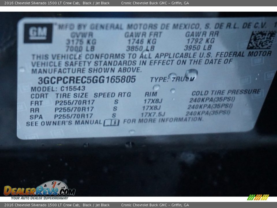 2016 Chevrolet Silverado 1500 LT Crew Cab Black / Jet Black Photo #16