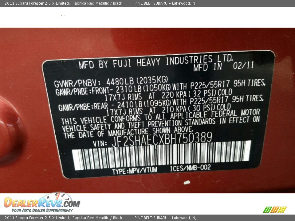 2011 Subaru Forester 2.5 X Limited Paprika Red Metallic / Black Photo #20
