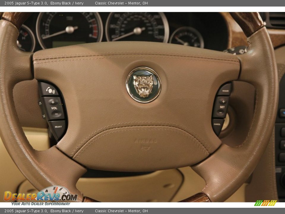 2005 Jaguar S-Type 3.0 Ebony Black / Ivory Photo #10