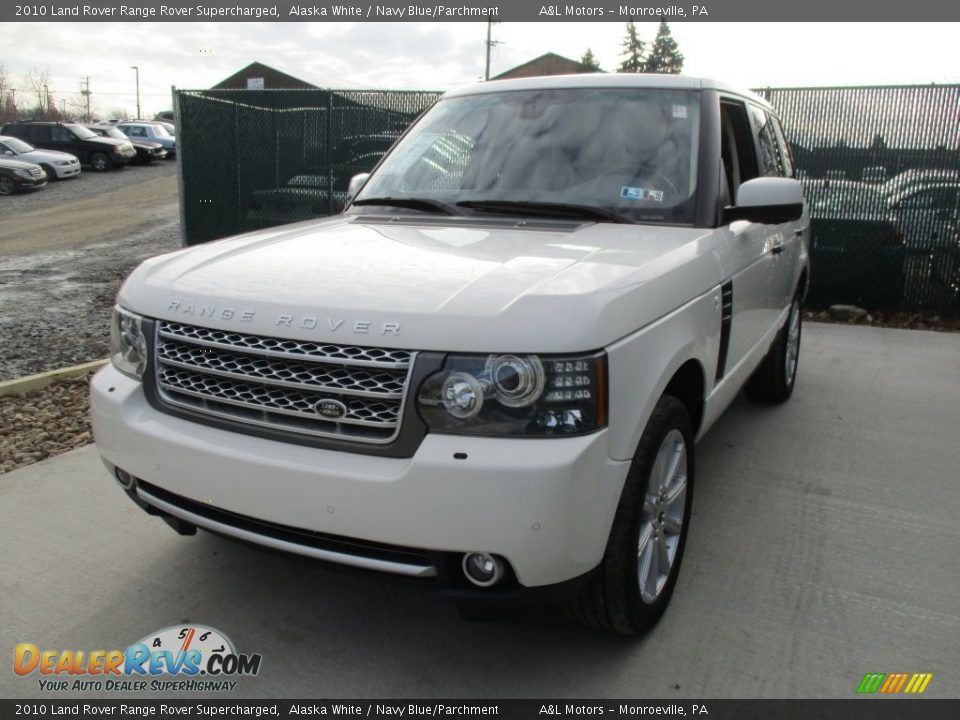 2010 Land Rover Range Rover Supercharged Alaska White / Navy Blue/Parchment Photo #7