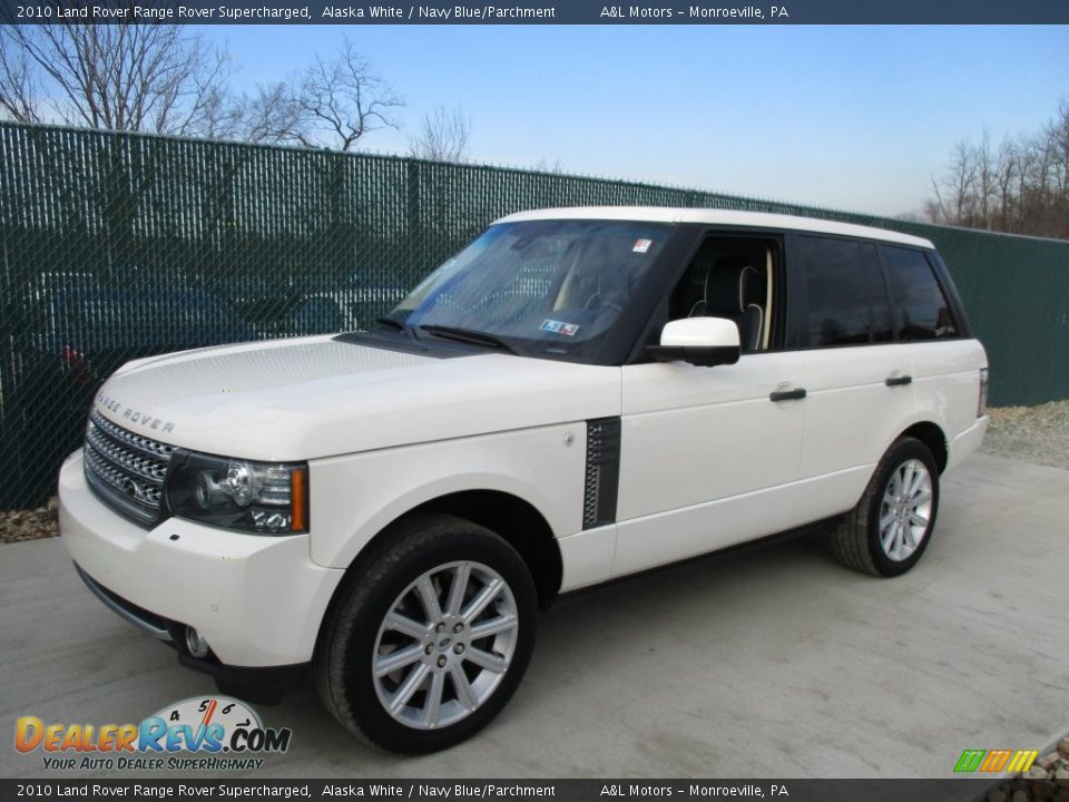 2010 Land Rover Range Rover Supercharged Alaska White / Navy Blue/Parchment Photo #8