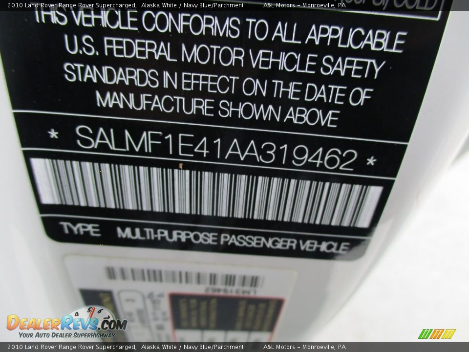2010 Land Rover Range Rover Supercharged Alaska White / Navy Blue/Parchment Photo #20