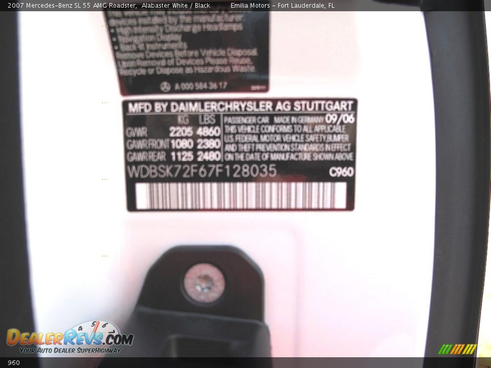 Mercedes-Benz Color Code 960 Alabaster White