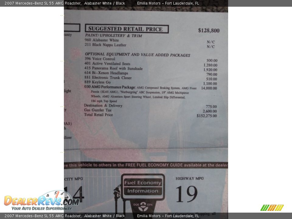 2007 Mercedes-Benz SL 55 AMG Roadster Window Sticker Photo #79