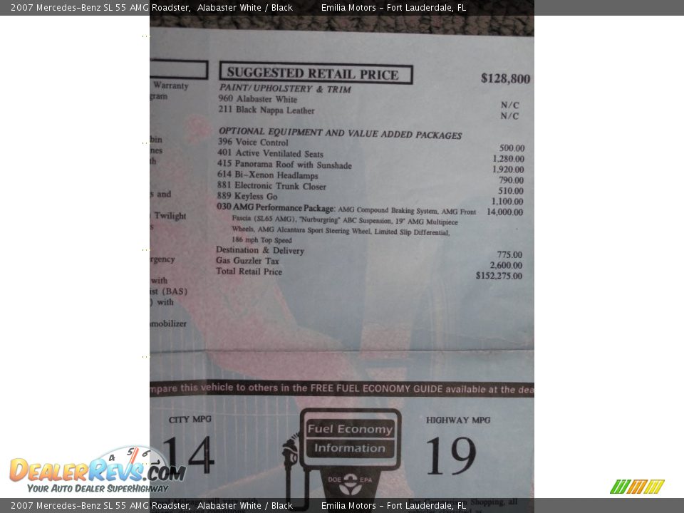 2007 Mercedes-Benz SL 55 AMG Roadster Window Sticker Photo #80