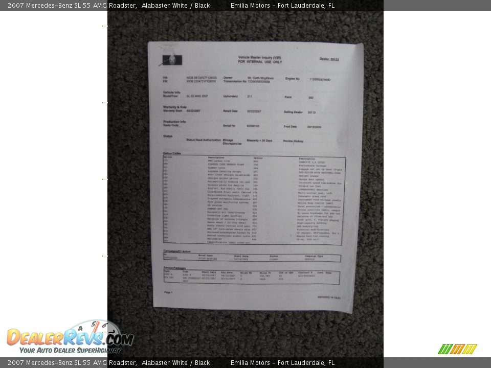 Dealer Info of 2007 Mercedes-Benz SL 55 AMG Roadster Photo #85