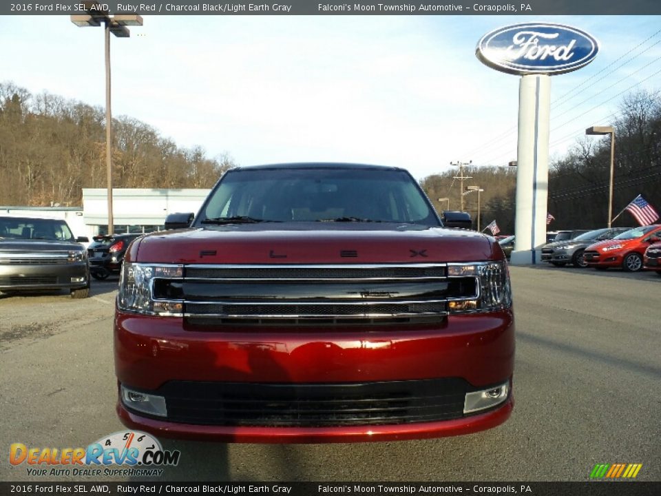 2016 Ford Flex SEL AWD Ruby Red / Charcoal Black/Light Earth Gray Photo #2