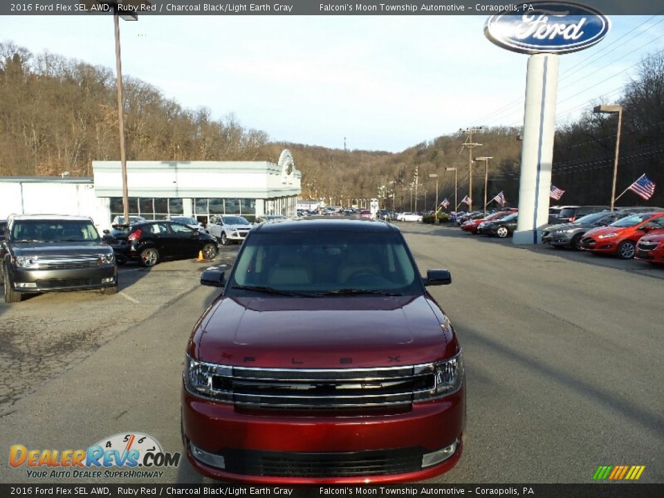 2016 Ford Flex SEL AWD Ruby Red / Charcoal Black/Light Earth Gray Photo #3