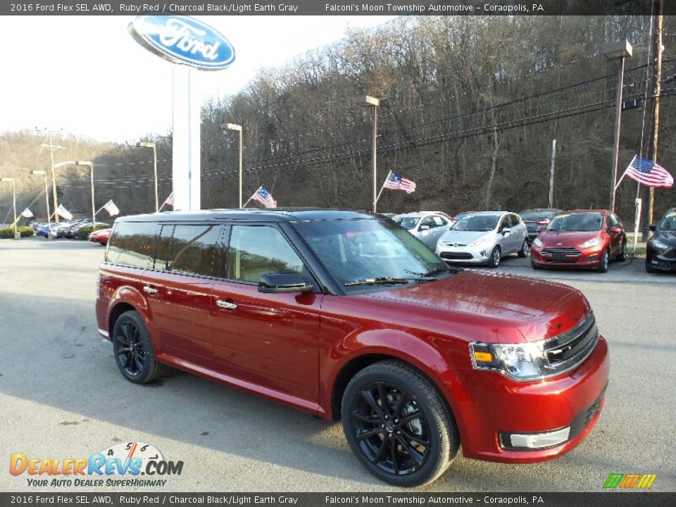 2016 Ford Flex SEL AWD Ruby Red / Charcoal Black/Light Earth Gray Photo #4
