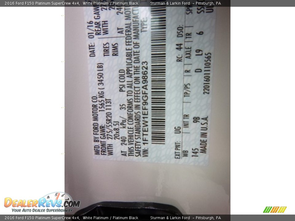 2016 Ford F150 Platinum SuperCrew 4x4 White Platinum / Platinum Black Photo #11