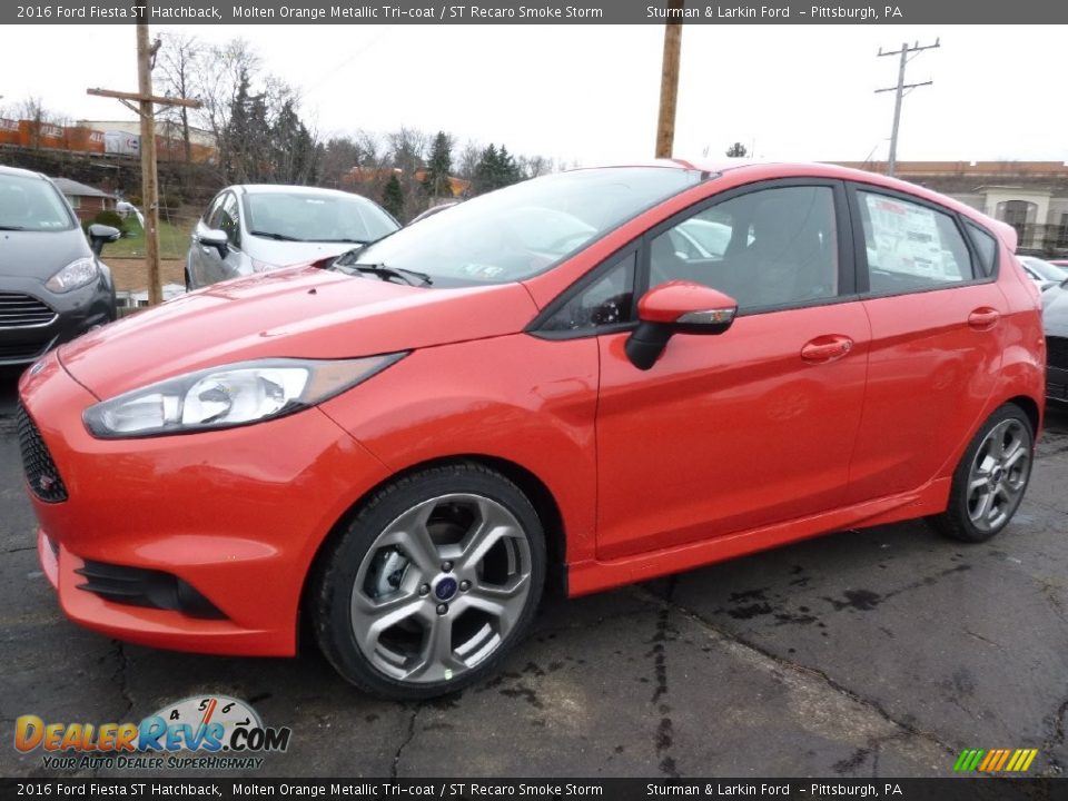 2016 Ford Fiesta ST Hatchback Molten Orange Metallic Tri-coat / ST Recaro Smoke Storm Photo #4