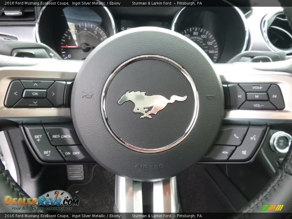 2016 Ford Mustang EcoBoost Coupe Ingot Silver Metallic / Ebony Photo #12