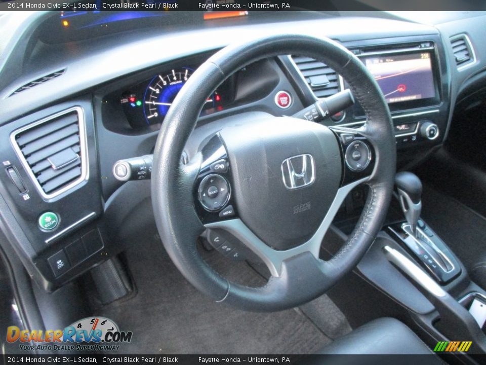 2014 Honda Civic EX-L Sedan Crystal Black Pearl / Black Photo #11