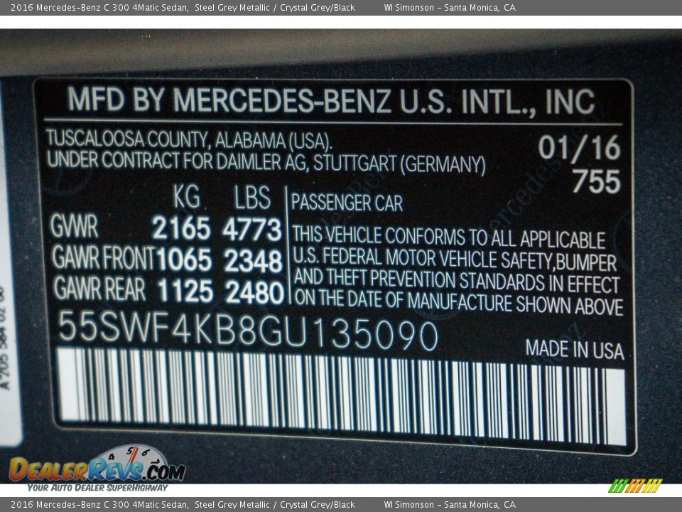 2016 Mercedes-Benz C 300 4Matic Sedan Steel Grey Metallic / Crystal Grey/Black Photo #6