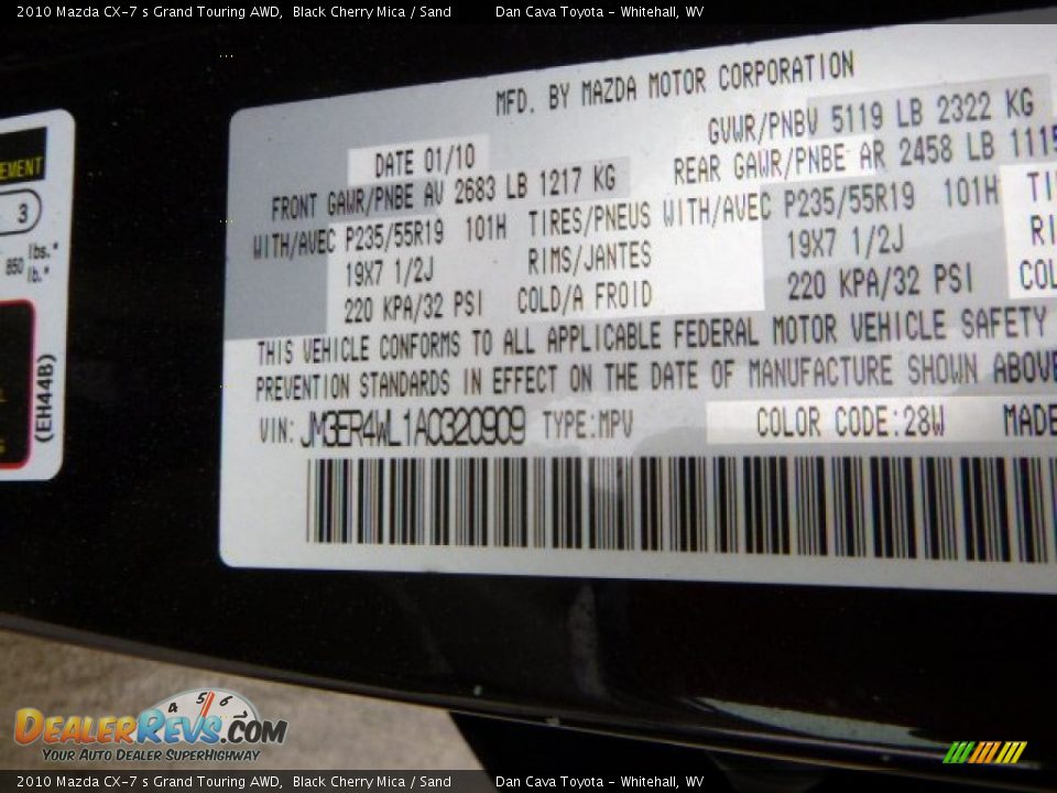 2010 Mazda CX-7 s Grand Touring AWD Black Cherry Mica / Sand Photo #16