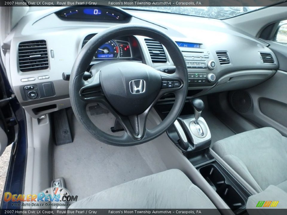 2007 Honda Civic LX Coupe Royal Blue Pearl / Gray Photo #16