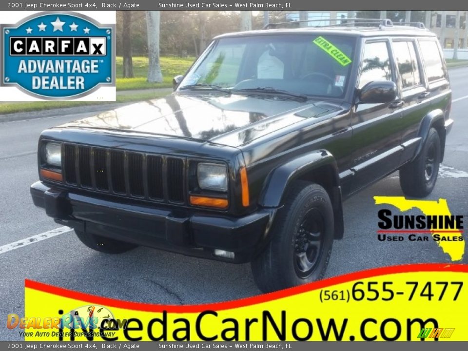2001 Jeep Cherokee Sport 4x4 Black / Agate Photo #1