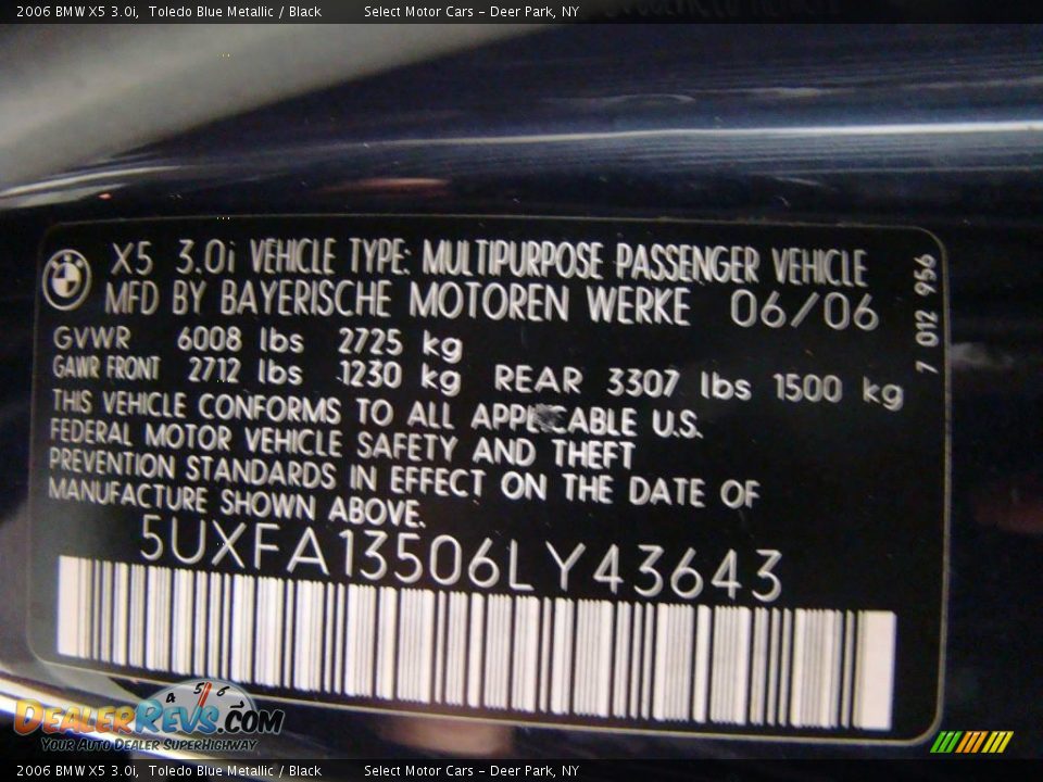 2006 BMW X5 3.0i Toledo Blue Metallic / Black Photo #16