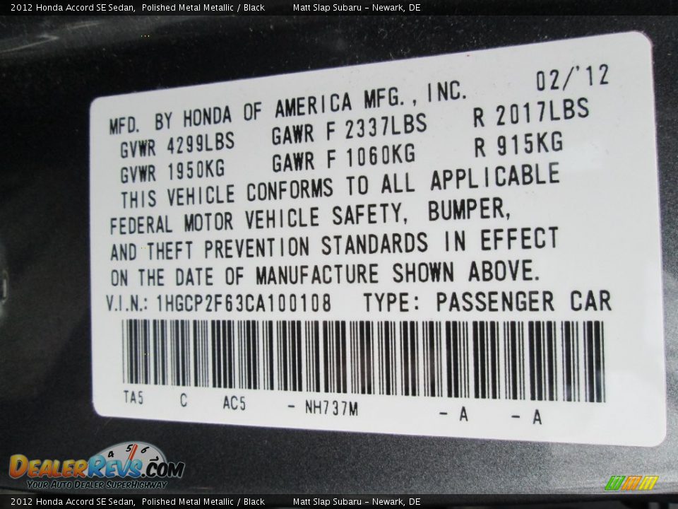 2012 Honda Accord SE Sedan Polished Metal Metallic / Black Photo #28