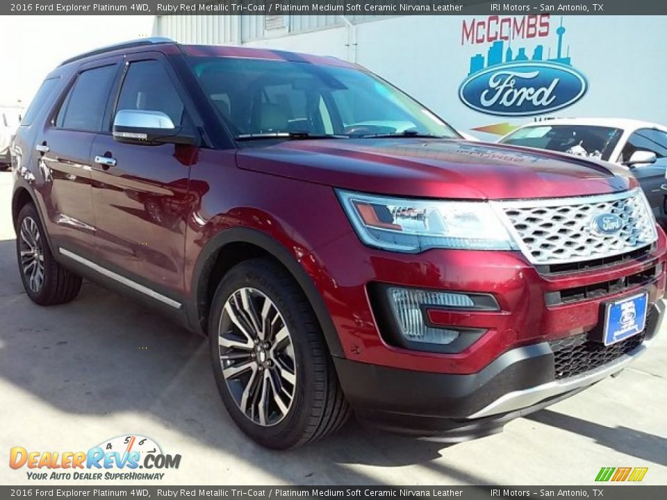 2016 Ford Explorer Platinum 4WD Ruby Red Metallic Tri-Coat / Platinum Medium Soft Ceramic Nirvana Leather Photo #1