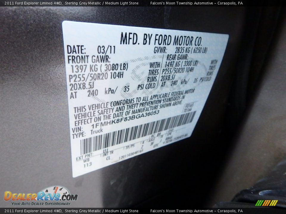 2011 Ford Explorer Limited 4WD Sterling Grey Metallic / Medium Light Stone Photo #23