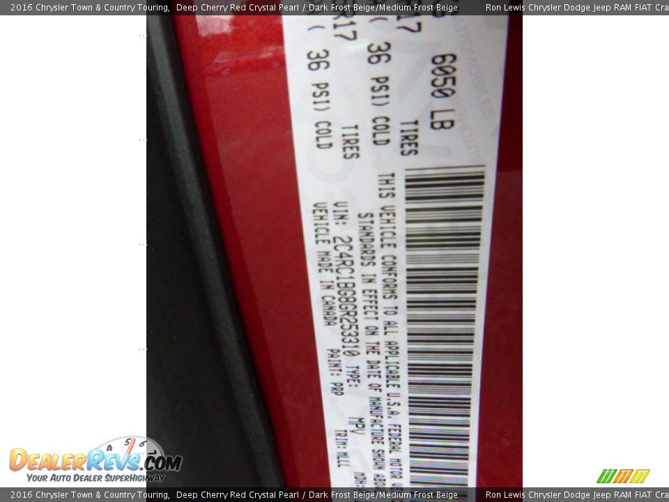 2016 Chrysler Town & Country Touring Deep Cherry Red Crystal Pearl / Dark Frost Beige/Medium Frost Beige Photo #16