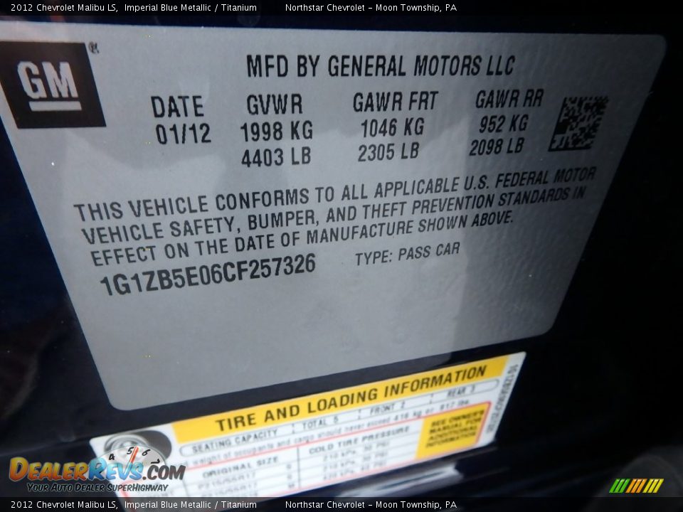 2012 Chevrolet Malibu LS Imperial Blue Metallic / Titanium Photo #29