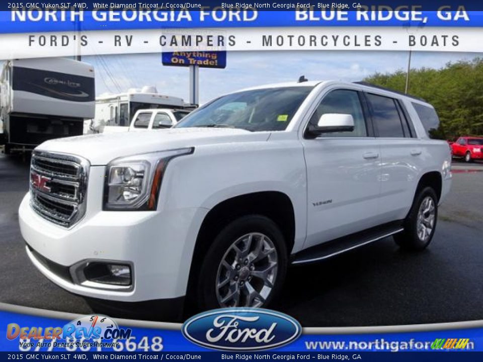 2015 GMC Yukon SLT 4WD White Diamond Tricoat / Cocoa/Dune Photo #1