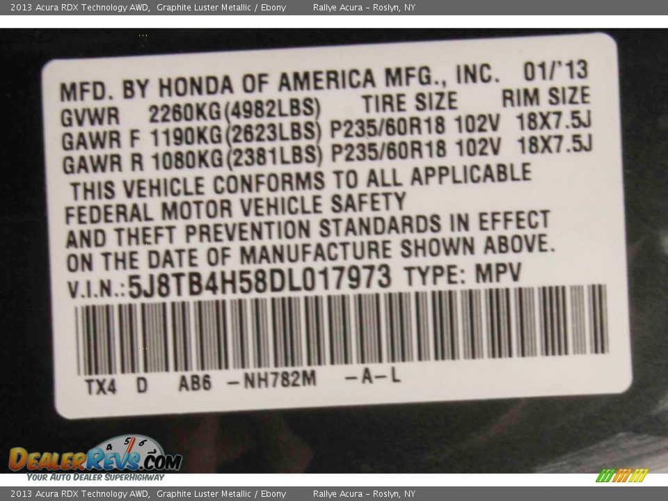 2013 Acura RDX Technology AWD Graphite Luster Metallic / Ebony Photo #18